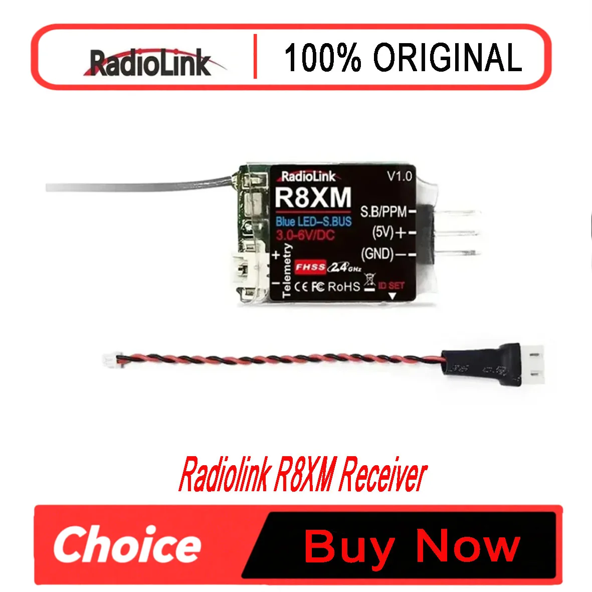 Radiolink 8 Channels Mini Receiver R8XM 2.4GHz Integrated Telemetry Vehicle Voltage 4000 Meters Control & Telemetry Distance