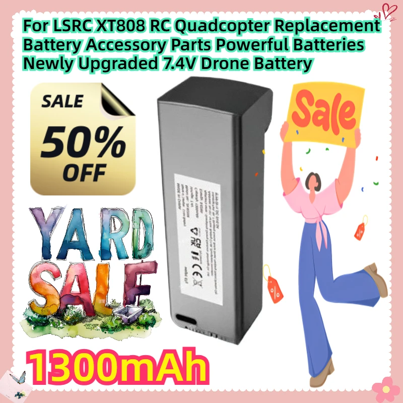 

For LSRC XT808 RC Quadcopter Replacement Battery Accessory Parts Powerful Batteries Newly Upgraded 7.4V 1300mAh Drone Battery