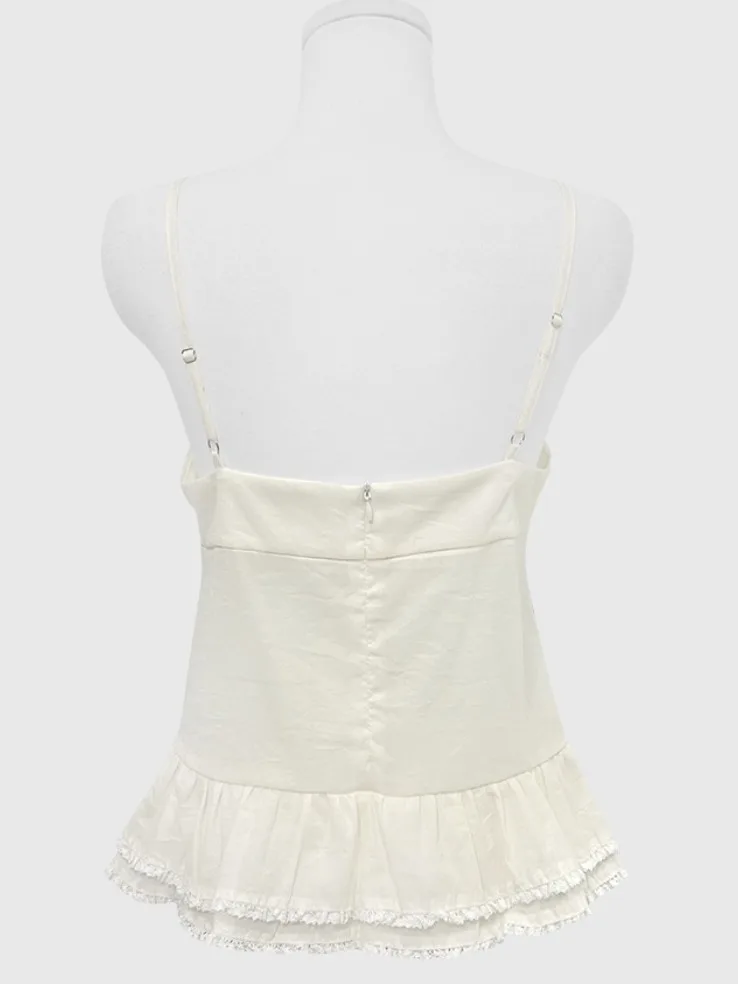 

White V-Ne Strap Vest Women's Spring Summer New Korean Sle Semi-Transparent Design Sexy Ba Beautiful Ba Top