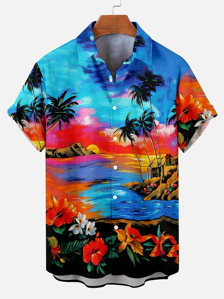 

Hawaiian Shirts For Men Short Sleeve Tops New Coconut Treeo Graphic 3d Shirt Fashion Streetwear 5XL Summer Clothing Men's Blouse