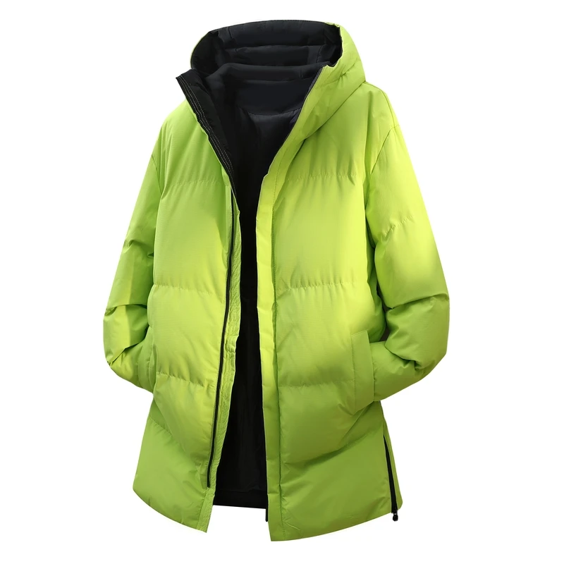 

Solid Color Mid-Length Cotton-Padded Jackets 2025 Winter Casual Men's Thick Down Coat Outwear Windproof Warm Top Parkas Clothing