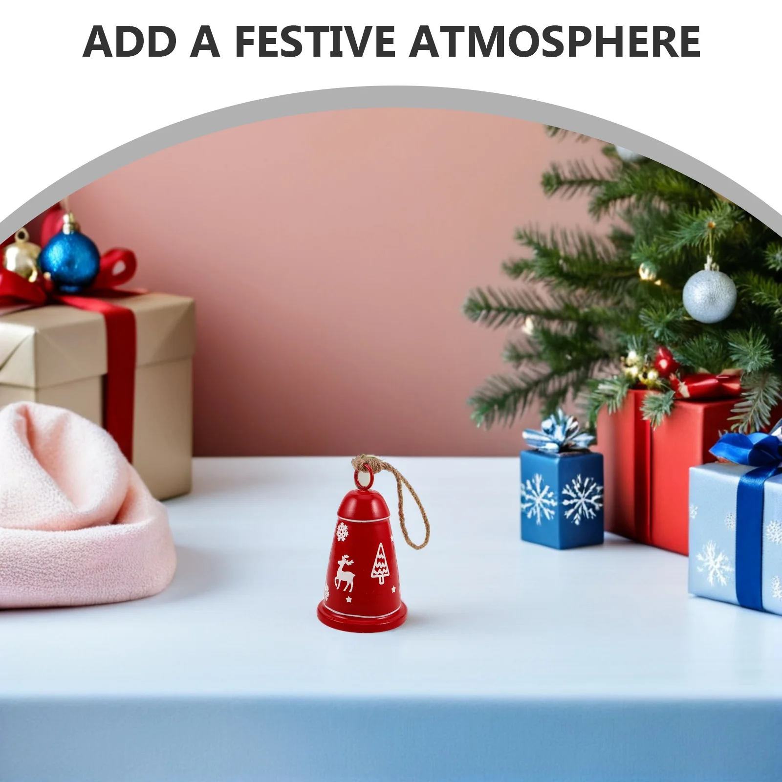 

2Pcs Christmas Jingle Bells Ornaments Metal Craft Bells Reindeer Design for Tree Door Wall Decor Rustic Christmas Bell Ornaments