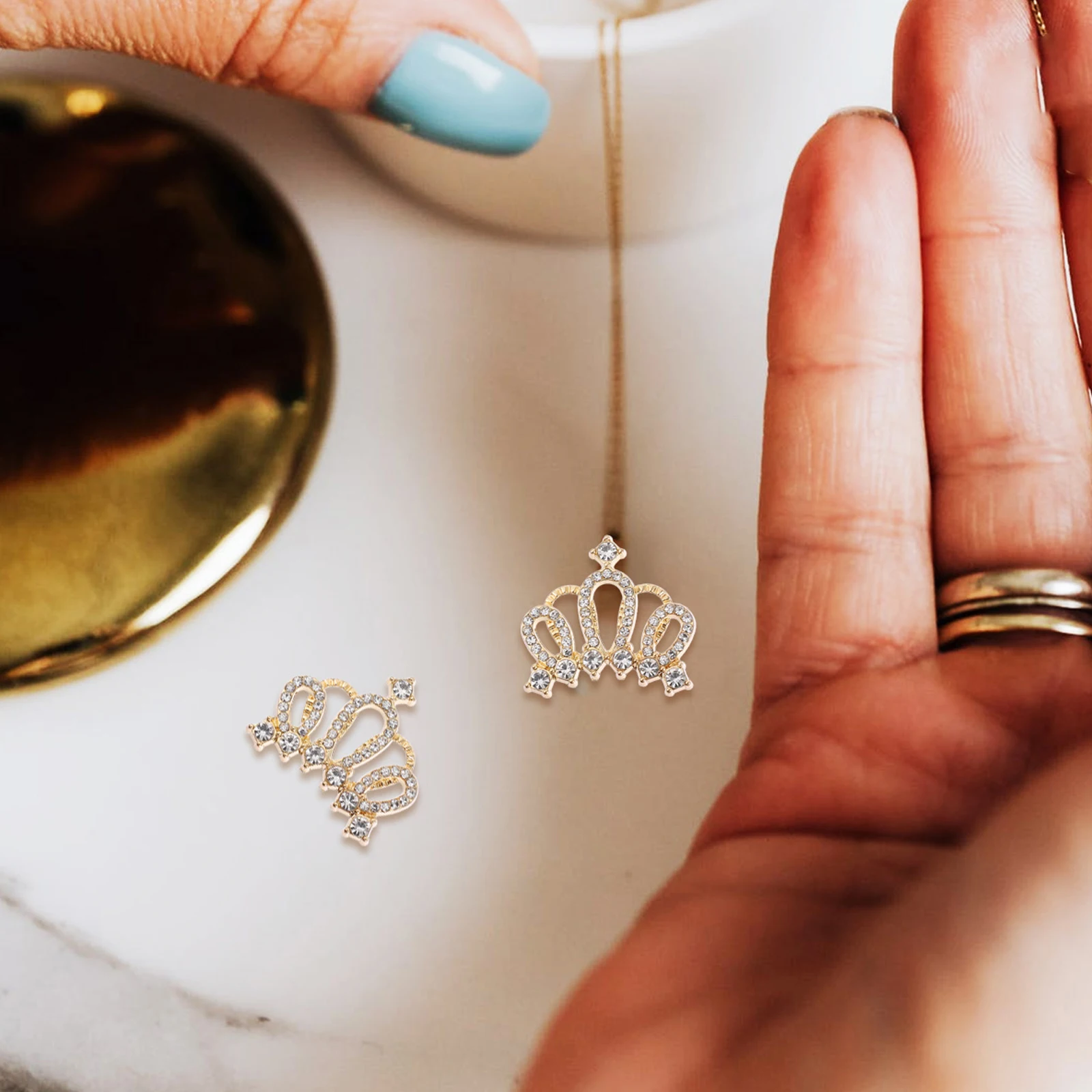 

10 Pcs Crown Hair Accessories Crystal Decor Durable Materials Fine Craftsmanship DIY Jewelry Supplies Safe Long Term Use