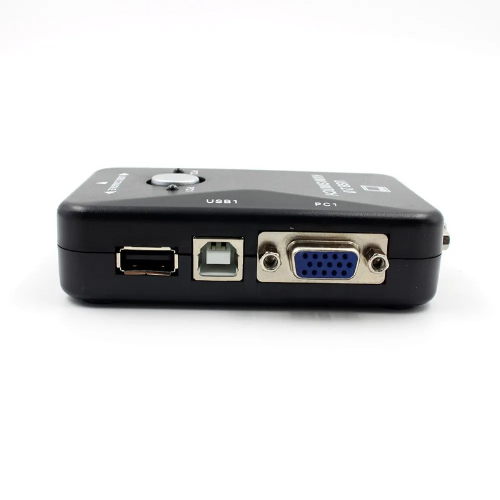 2 in 1 Out 2 Port VGA KVM Switch VGA Switcher USB 2.0 KVM Switch Splitter Convenient Simple Operation USB 2.0 KVM Switcher