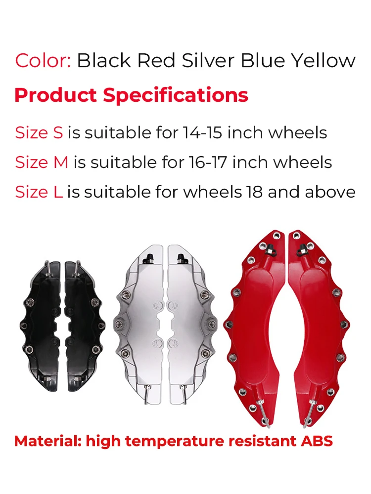 2pcs S/M/L ABS Car 3D Disc Brake Caliper Covers For 14-18inch Front and Rear Wheel Auto Assessoires Car Cover Disc Brake