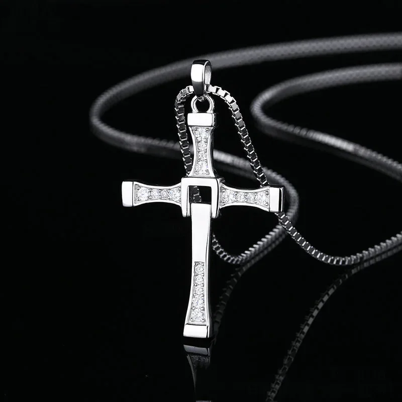 Fast And Furious Movie Dominic Toretto Cross Necklace Pendant 925 Sterling Silver Jewelry For Women Men Couple Lovers Xmas Gifts