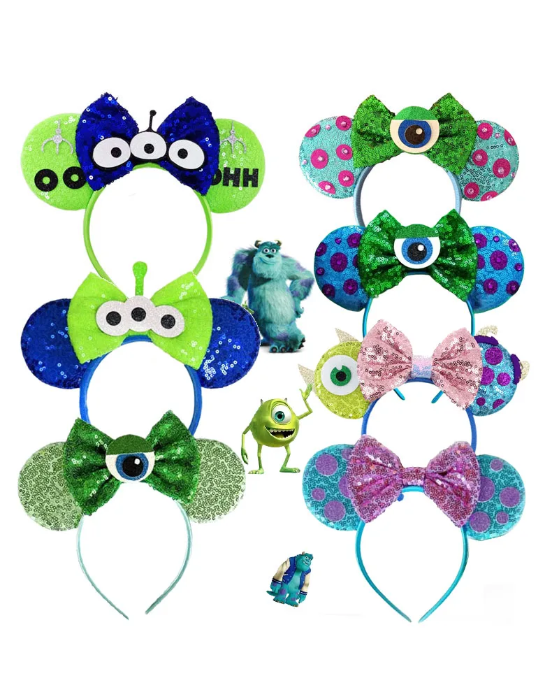 NEW Sullivan Mickey Ears Headband Monster Inc Minnie Mouse Hairband Women Cartoon Character Cosplay Hair Accessories Kids Party