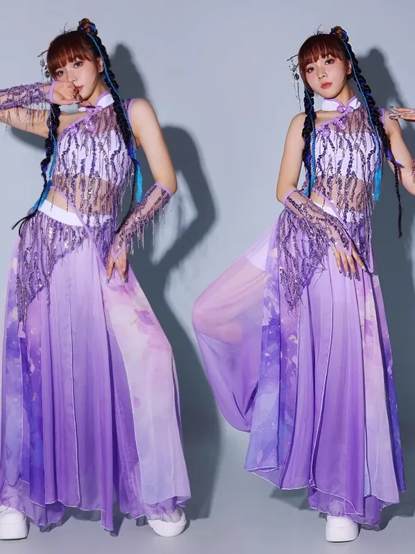 

Новый женский танцевальный костюм с пайетками для выступлений, комплект для джазовых танцев 2025 года