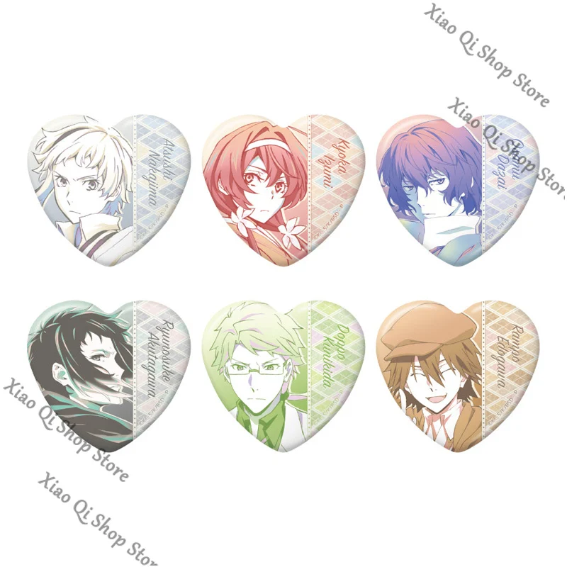 Значок из жести в форме сердца Bungo Stray Dogs Kunikida Doppo Edogawa Rampo, оригинальный четвертое издание, коллекционный подарок
