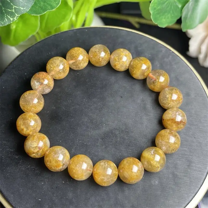 

Natural Gold Sunflower Rutilated Quartz Bracelet Healing Reiki Crystal Man Woman Fengshui Jewelry Birthday Gift 1pcs 8/9/10MM