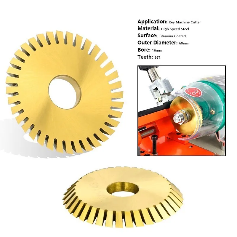 CMCP Key Copy Machine 60x6x16mm 36/60/80/90T Titanium Coated Single Side Saw Blade For Spare Parts Key  Cutter Locksmith Tool