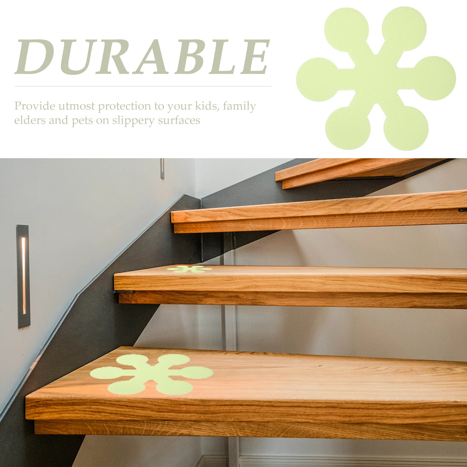 

20Pcs Anti-Slip Warning Tape Luminous Reflective Stair Treads Self-Adhesive Non-Skid Strips for Steps Wood Tile Concrete Metal