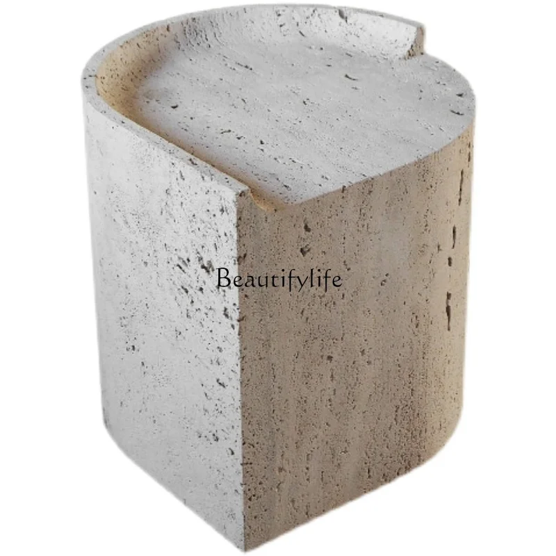 

Light luxury simple cave stone art living room low table tea table small apartment rounded corner few