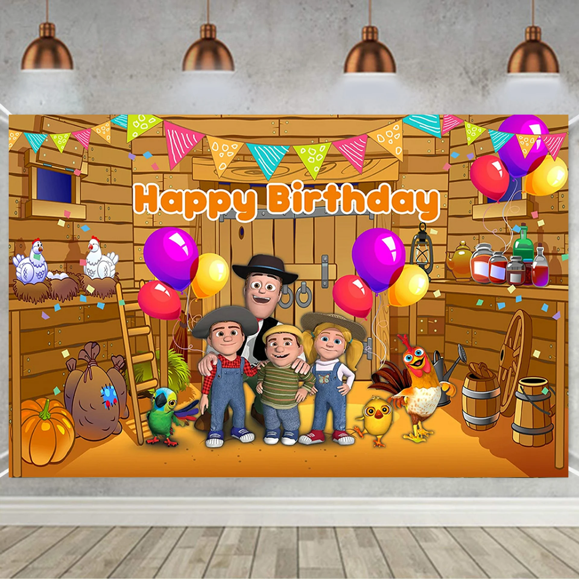 Cartoon La Granja De Zenon Thema Baby Dusche Neugeborenen Geburtstag Party Grün Gras Bauernhof Foto Hintergrund Dekoration Requisiten – Detail 14