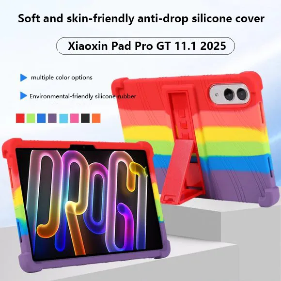 

Противоударный мягкий силиконовый чехол для планшета Lenovo Xiaoxin Pad Pro GT 11,1 дюйма 2025 TB710FU с регулируемой подставкой, полный защитный чехол