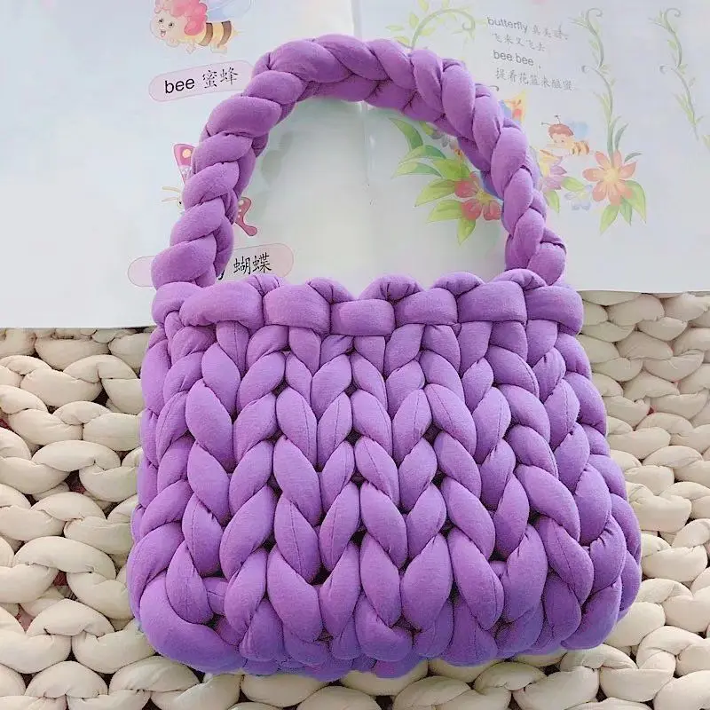 Super Bulky Chunky Yarn Thick diy hand-Knitting bag Soft wool korean woman Giant Yarn DIY Hand-knit Big Cotton Lady handbag