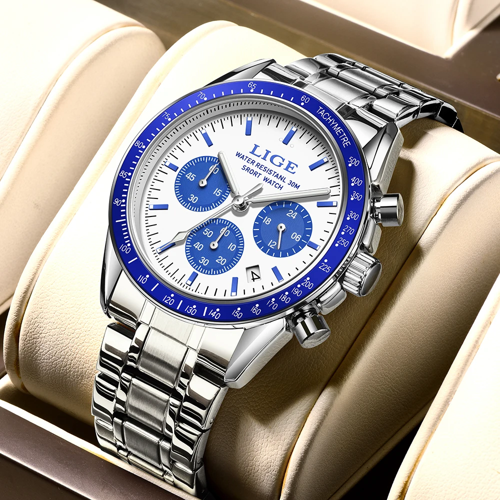 Reloj Hombre LIGE Luxury Business Men Watches Stainless Steel Quartz WristWatch Male Calendar Luminous Clock Relogio Masculino image 3