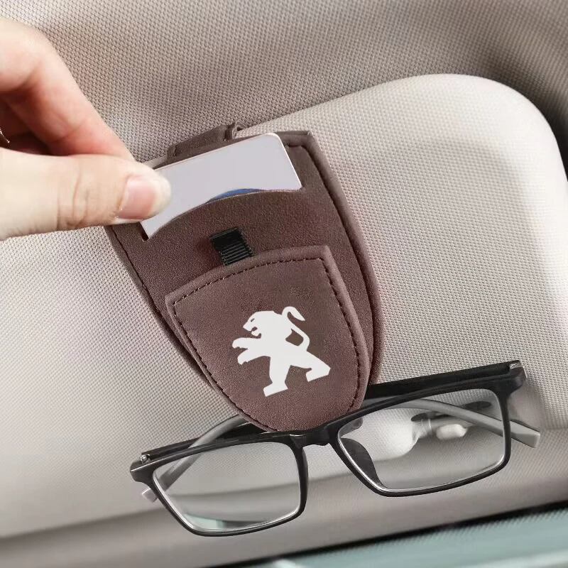 Suede Car Styling Glasses Storage Clip Sun Visor Card for Peugeot 207 307 107 407 507 508 408 308 206 406 5008 3008 Accessories