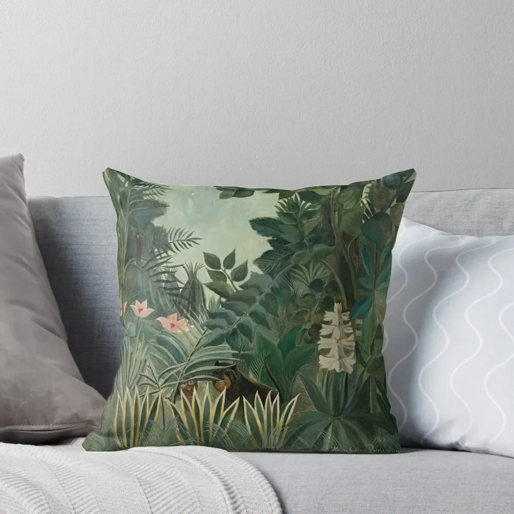 Henri Rousseau - The Equatorial Jungle Throw Pillow luxury sofa pillows home decor items Pillow