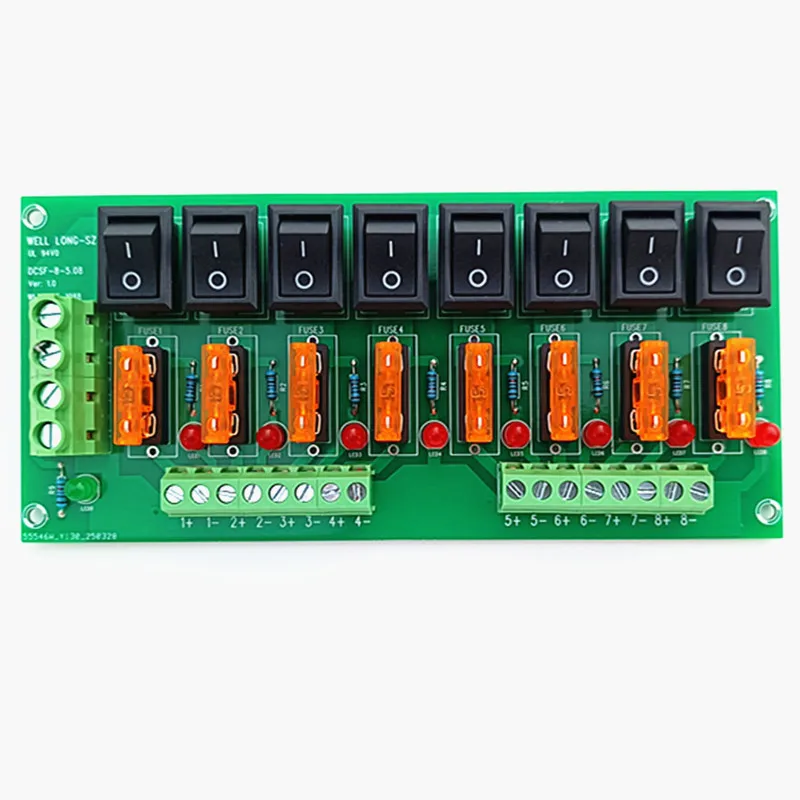 8 Position Switch Power Distribution Module Fuse Splitter Board AC/DC 5-32V