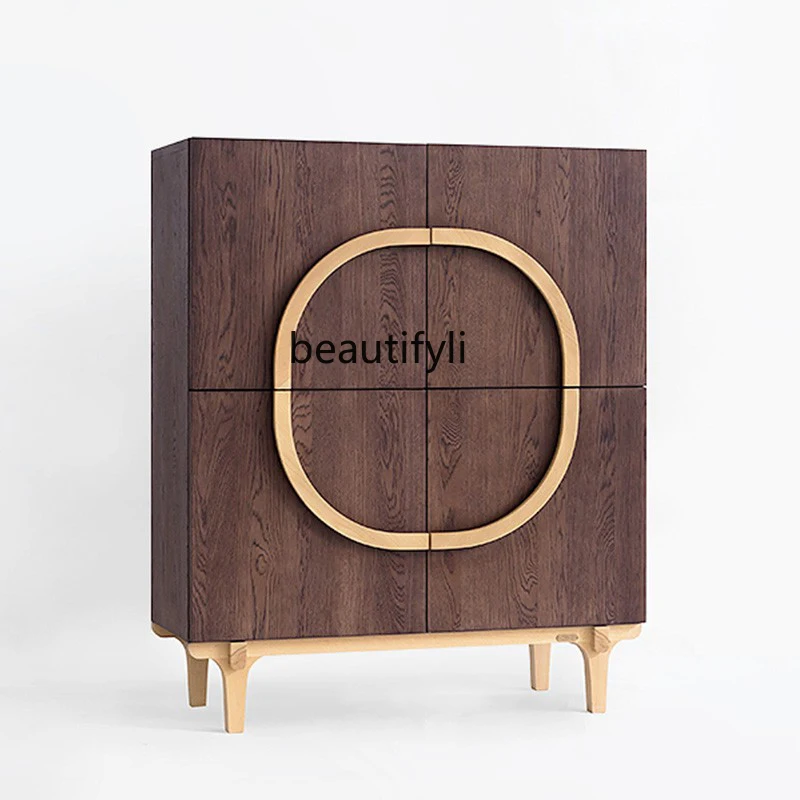 zqRound Square Cabinet Light Luxury Nordic Solid Wood Entrance Cabinet Partition Sideboard Cabinet Multi-Functional Cabinet