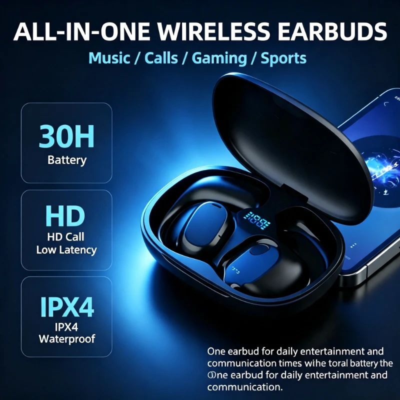 GT280 Bluetooth Outdoor Sports Wireless Earbuds Touch Control Earphones Digital Display Charging Bin Headset for Music Enjoyment