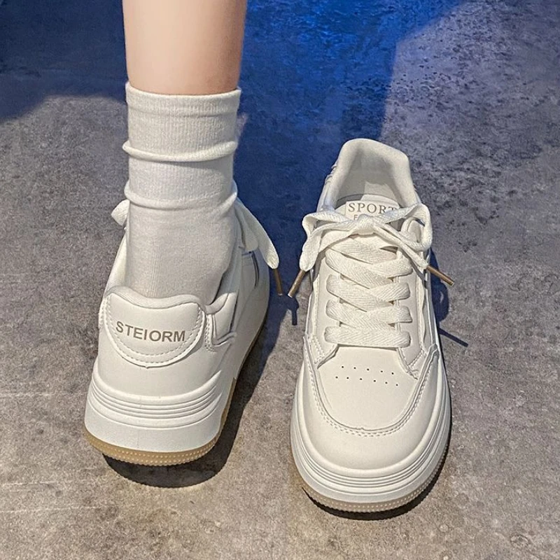2025 New White Shoes For Women Elevated Athletic Sneakers Ladies Casual Skate Shoes Sports Footwear