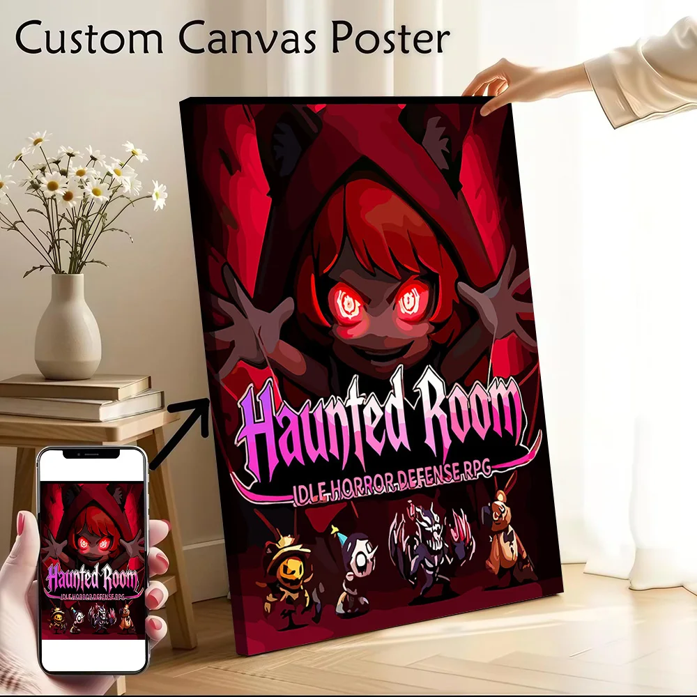 Haunted Room Idle Horror Defense RPG Printed Canvas Poster Personalized High Quality Wall Art Paintings for Bathroom Decor Mural