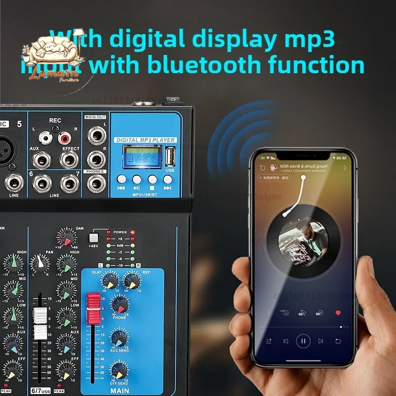5-Channel mixer Home computer Small USB with sound card Live broadcast Bluetooth Stage DJ mixer Cross-border mixer