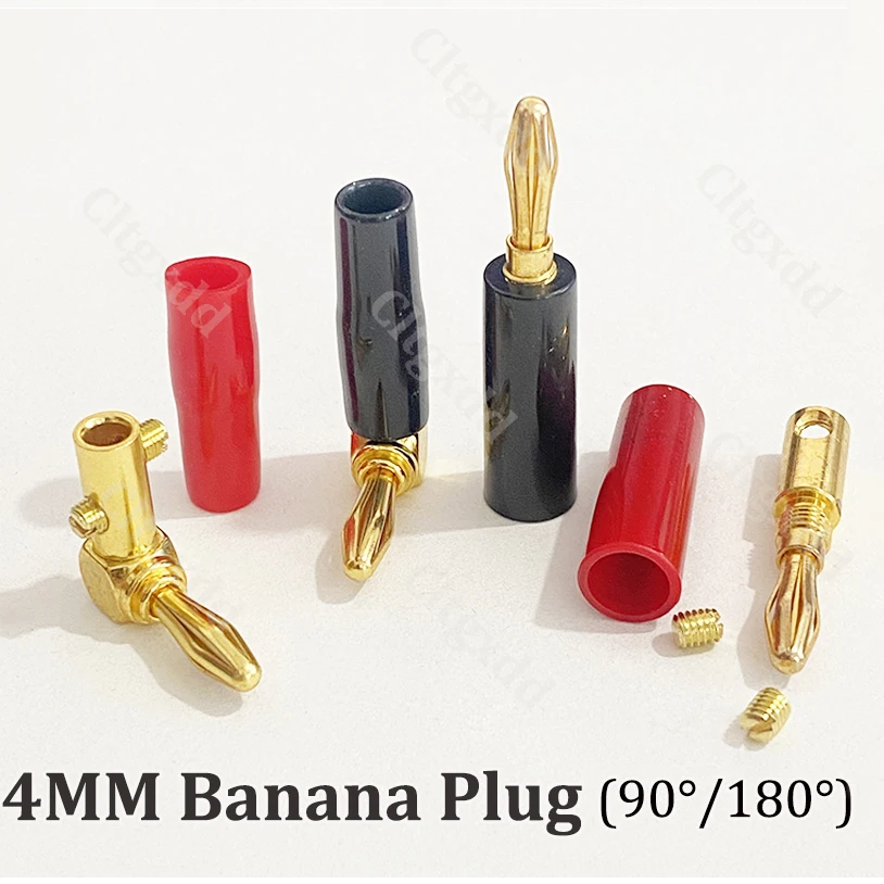 2pcs 4mm 90 °/180 ° Banana Plug With Soft Plastic Shell Connector Red And Black Suitable For Multimeter Audio And Video Speakers