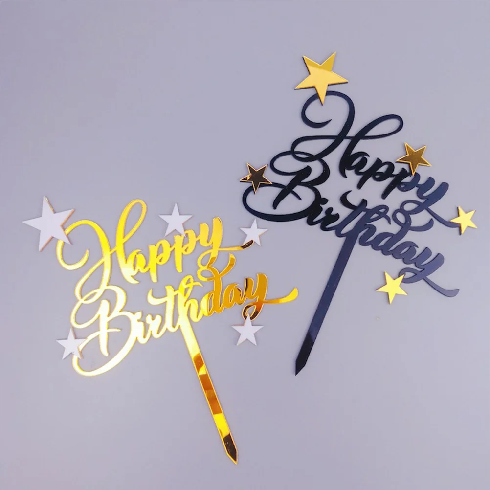 

Happy Birthday Cake Decoration Toothpick Black Lovely Star Cupcake Toppers Picks Party Dessert Cake Topper Supplies