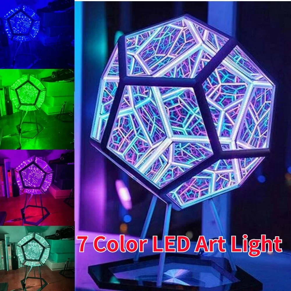 Christmas 7Color Night Lights Creative Cool Infinite Dodecahedron Creative Cool Color Art Lights Dream Star Lights Holiday Gifts