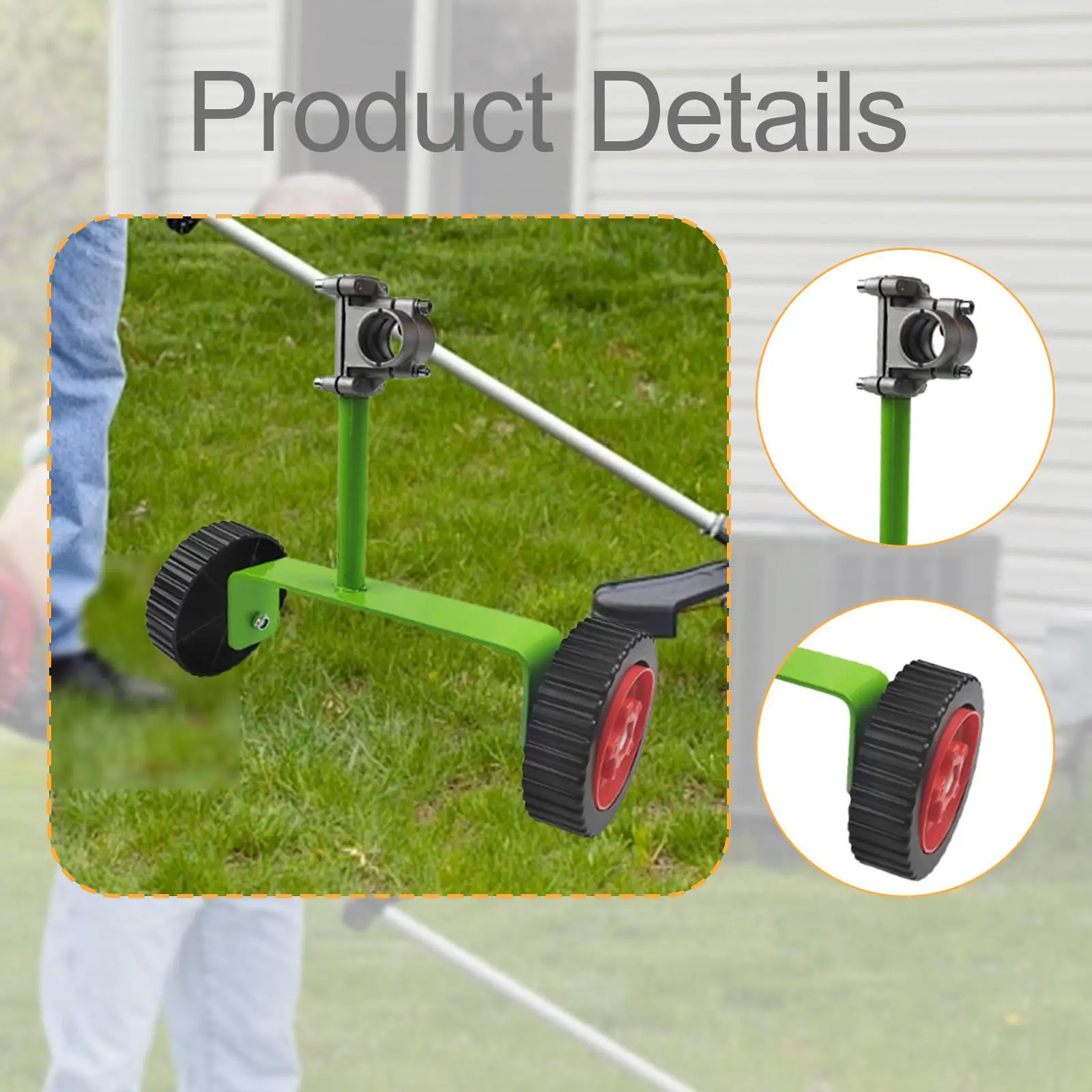 Auxiliary Wheel for Lawn Mower, Trimmer Support Attachment for Grass Cutting