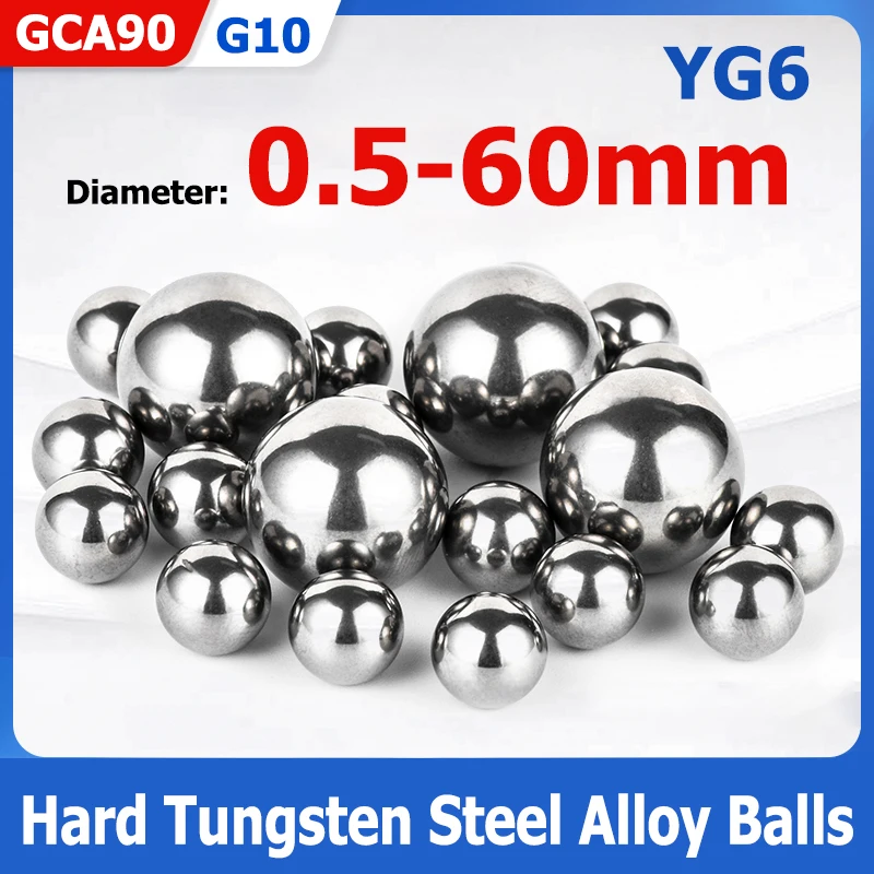 

1-10pcs YG6 Hard Tungsten Steel Alloy Balls 0.5/0.8/1/1.2/1.5/2/2.381/2.5/3/3.5/4~60mm G10 Solid Bearing Steel Ball GCA90 YG8