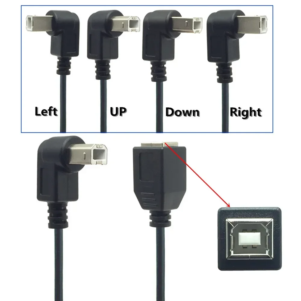 20cm USB Cable USB B Type Male to Type B Female Printer Extension Cable 90 Degree UP/Down/Left/Right Angle Cable