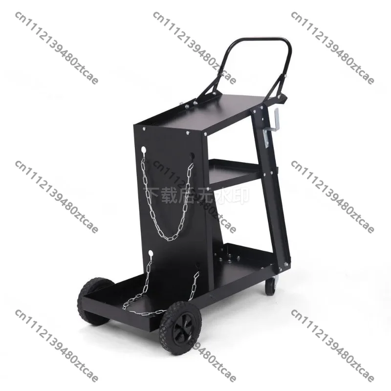 Three-layer Movable Electric Welding Tool Cart with Handle, Heavy Duty Rolling Storage Trolley for Welder Tools Workshop