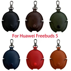 Leather Earphone Case For Huawei Freebuds 5 Wireless Bluetooth headphone Protective cover with hook For Freebuds 5 Accessories