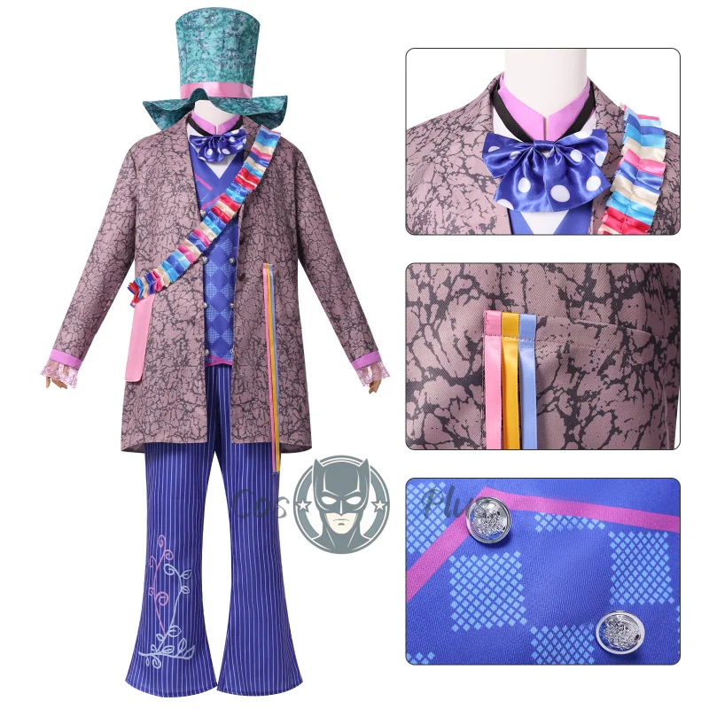 

Hot Movie Cosplay Anime The Mad Hatter Costume Role Play Fashion Clothes with Hat Suits for Men Adult Comic Con Halloween Party