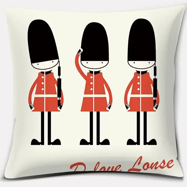Home Decor LOVE England Series Printed Square Polyester Pillowcase Cushion Cover Bedroom Living Room Ornament funda de almohada