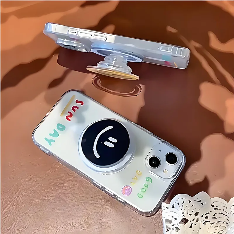 Magsafe الكورية نمط INS وجه مبتسم الهاتف البوب المقبس المغناطيسي انفصال دوران الهاتف حلقة حامل قبضة SJZJ04