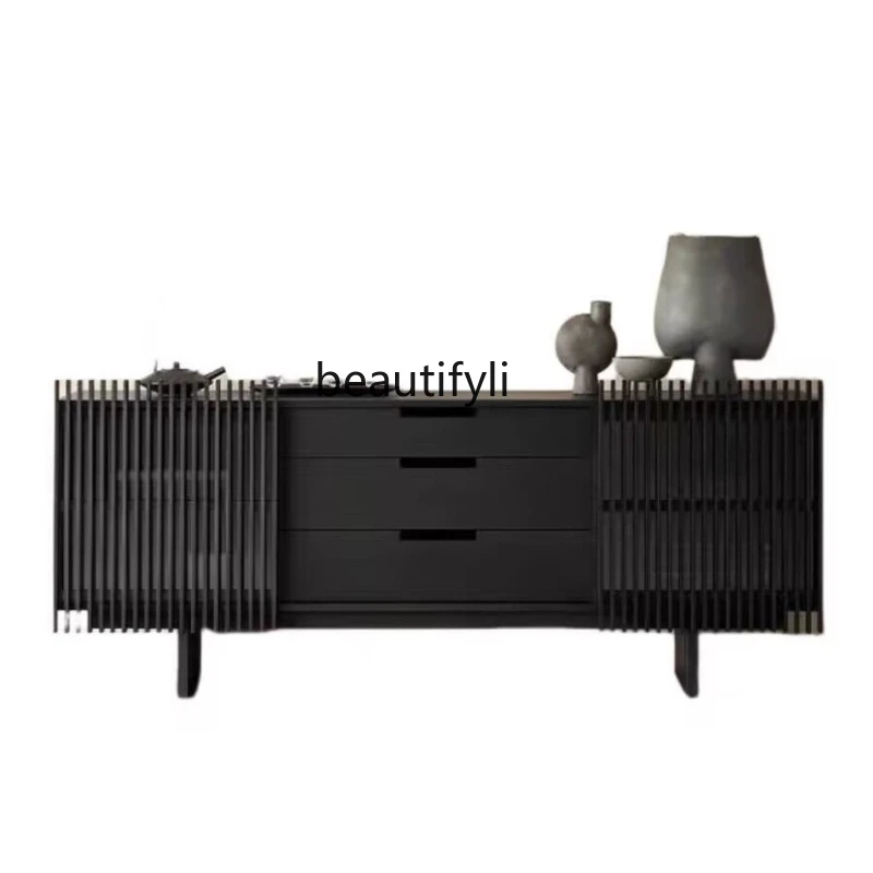 

Italian Minimalist Solid Wood Sideboard Living Room Nordic Light Luxury Entrance Cabinet Bedroom Storage Chest of Drawers