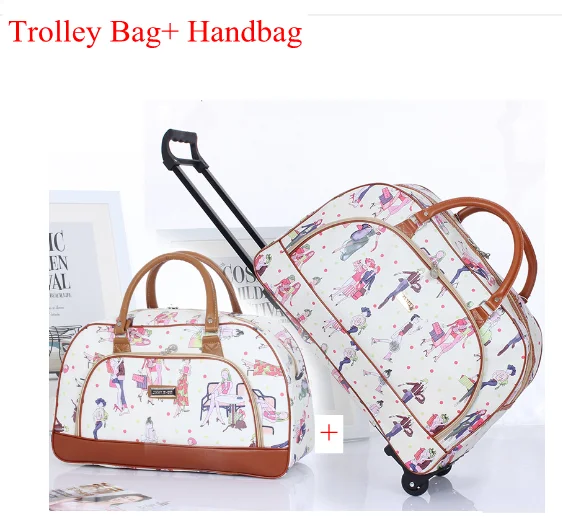 Women travel luggage trolley bag Women Cabin Rolling Bags with wheels  wheeled bag woman Travel Baggage Snakeskin Travel Handbag