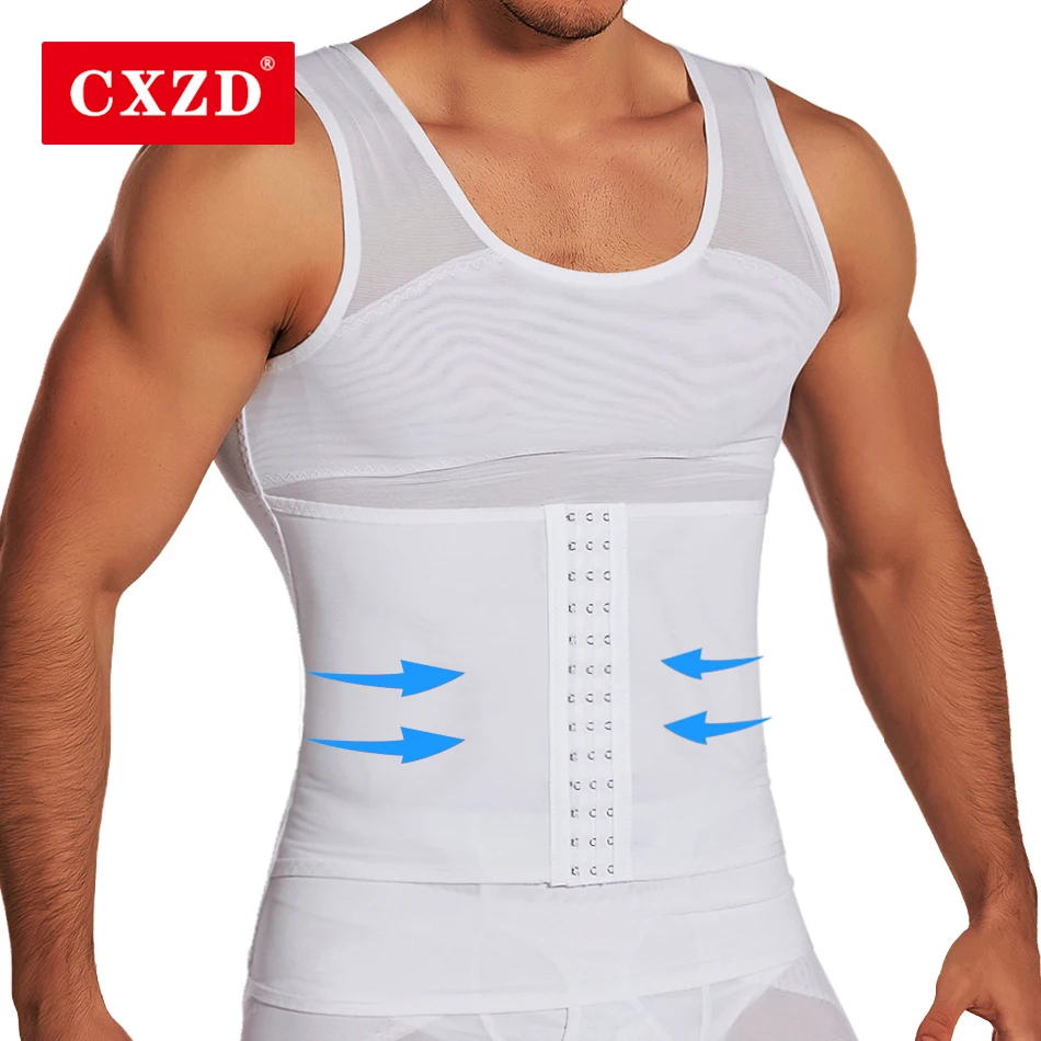 CXZD Men's Shaper Posture Vest Male Tummy Abdomen Corrector Compression Body Modeling Fat Burner Chest Slimming Shirt Corset