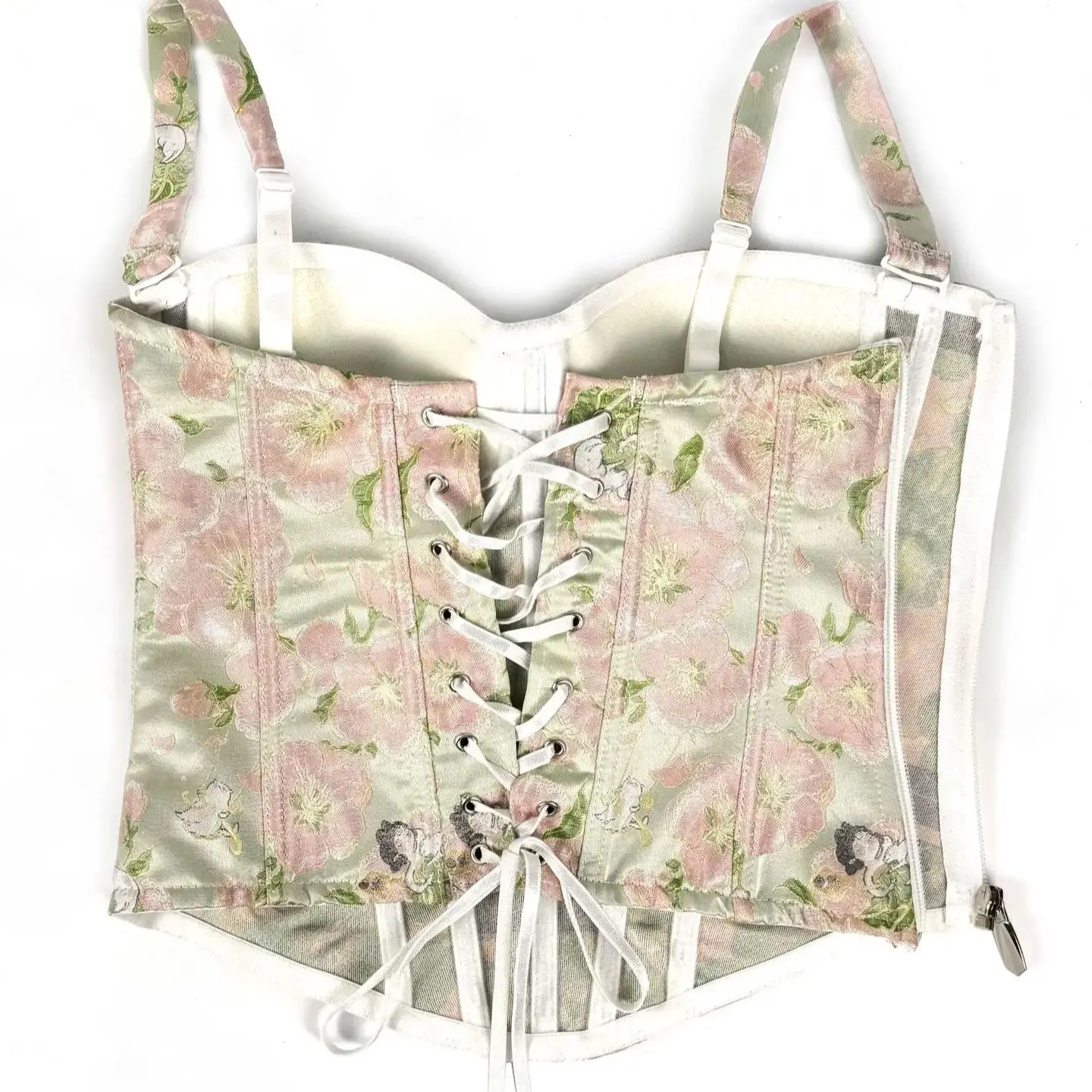 Vintage Printed Bones Corset Sexy Women Bras Tops Zipper Strap Adjustable Shaper Halter Tank Top Fashion Party Rave Bustier Vest