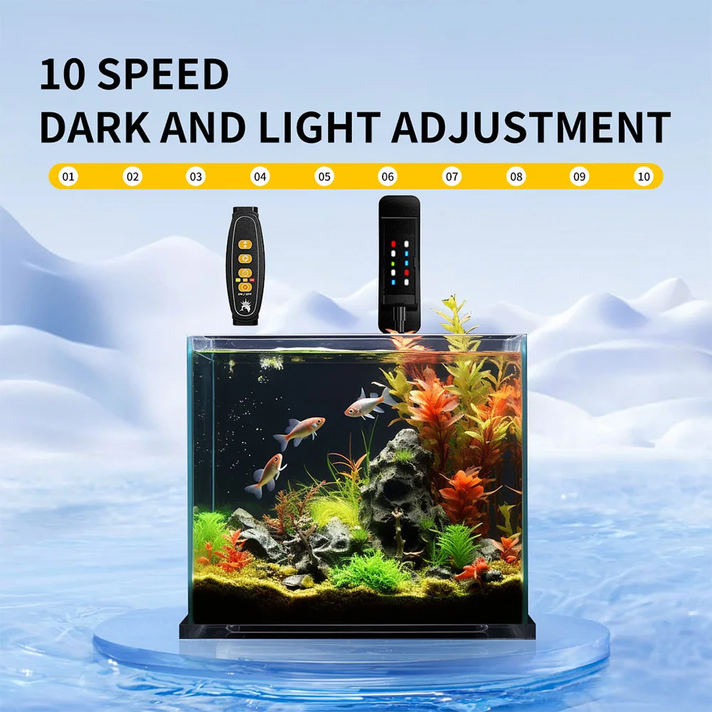 Fish Tank Clip On Light 360° Rotation Mini Aquarium Light With Timer 6W USB Aquarium LED Lamp With 10 Adjustable Brightness