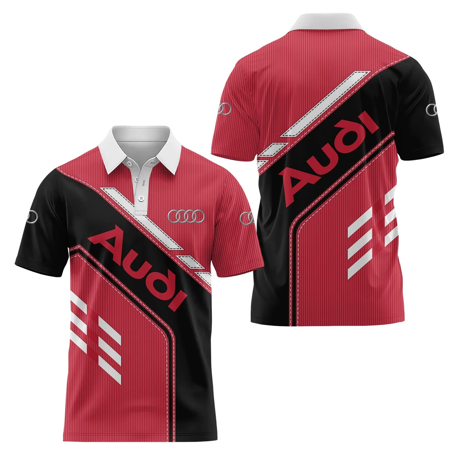 2026 High-Quality Short-Sleeved Polo Shirt 3D Printed Audi 4S Store Staff Fashionable Sport Collar T-Shirt Fast Dry