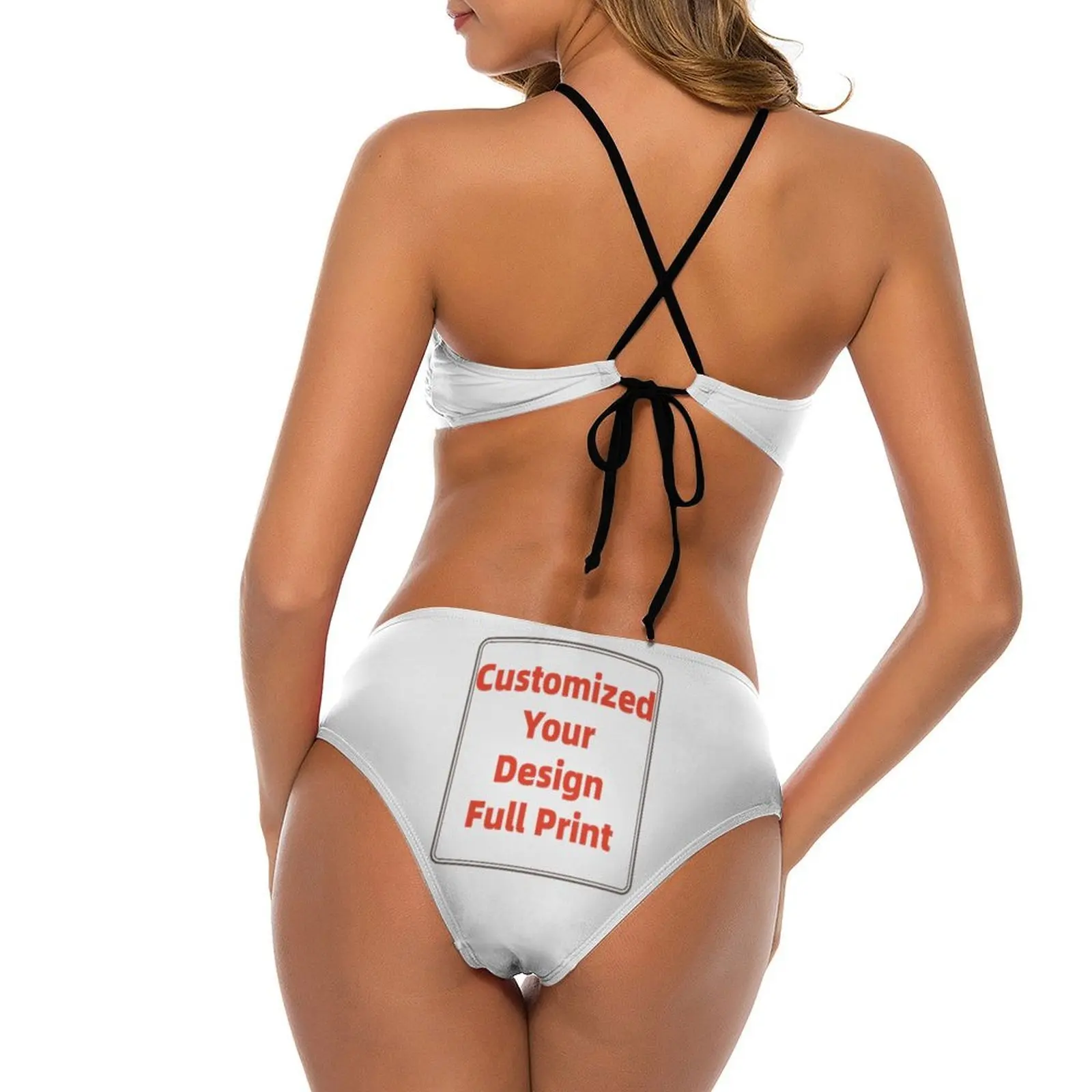 Customized Swimwear Two Piece Halter Bikini Sets Low Waist Swimsuit