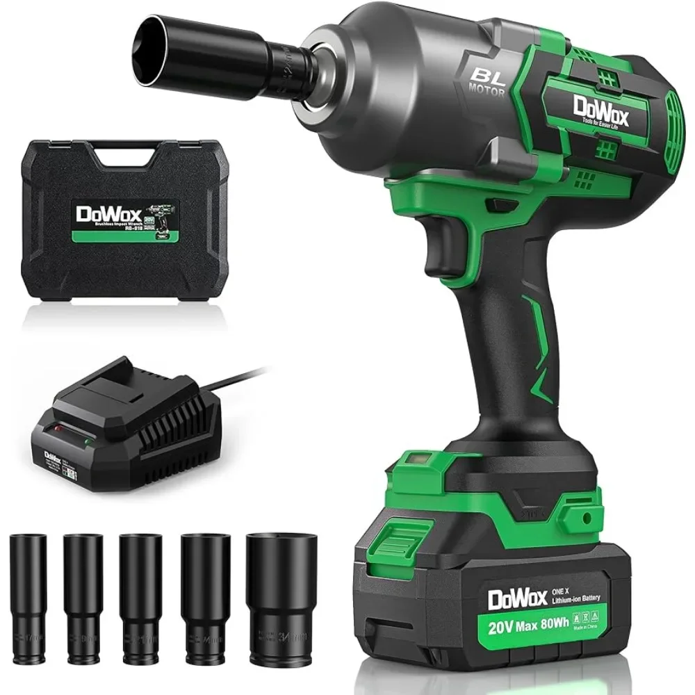 Cordless impact wrench, 1/2 inch Impact Gun w/ 1200ft-lbs (1600Nm) High Torque, 20V 4.0 Ah Battery, Fast Charger