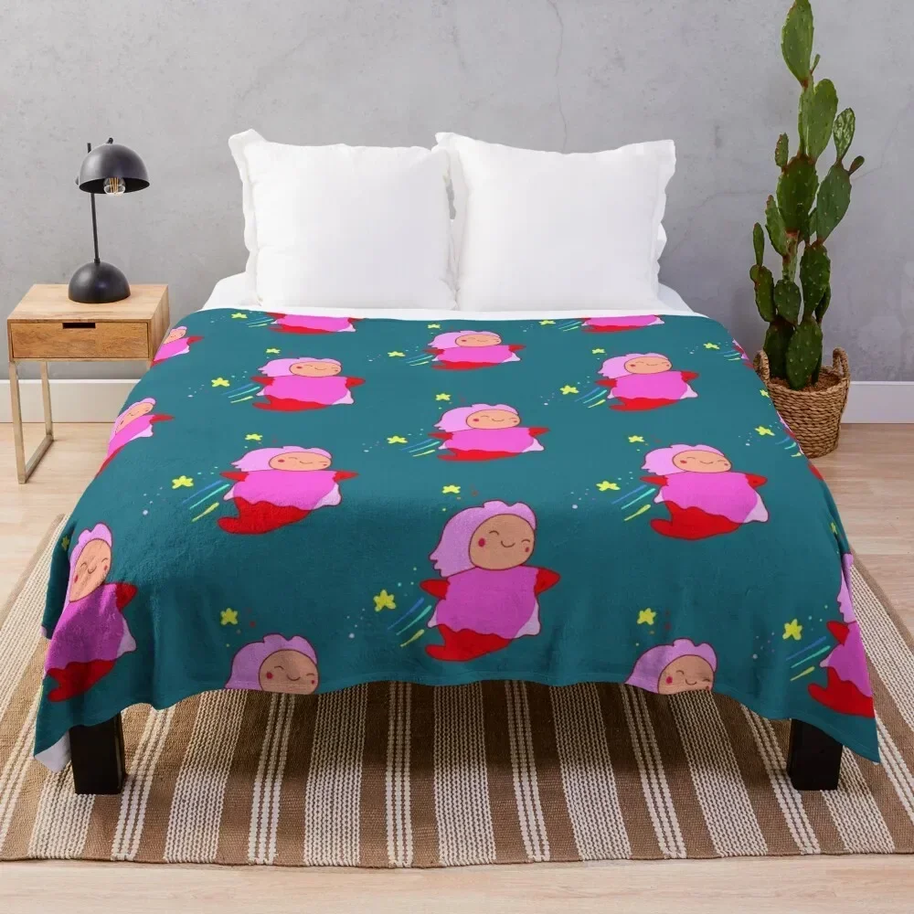 

Anime Fish Girl Throw Blanket Modern Design Soft Blanket for Home Decor