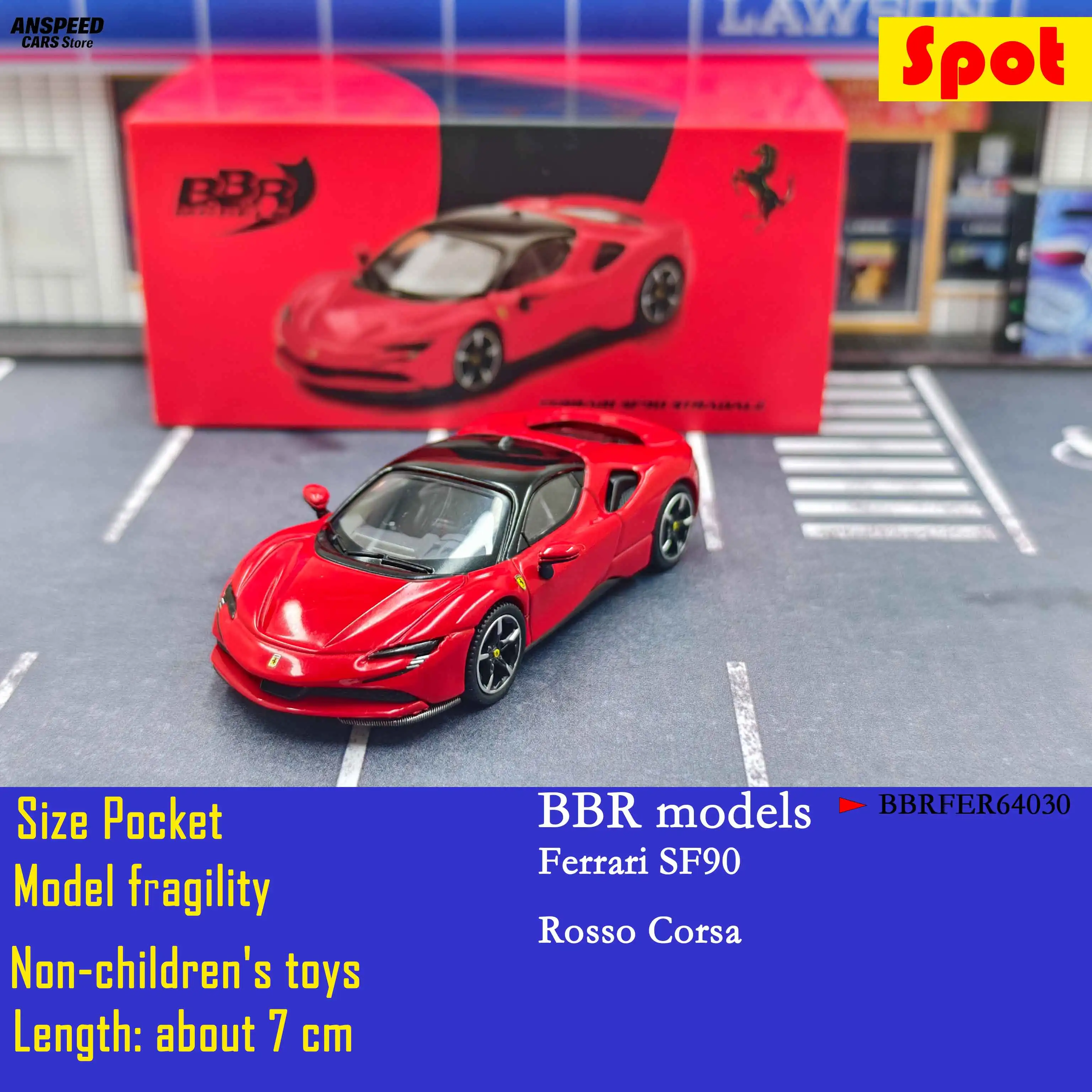 

BBR 1:64 Scale Ferrari SF90 Rosso Corsa Red Alloy Diecast Car Model - Sports Racing Vehicle Collectible Toy Gift